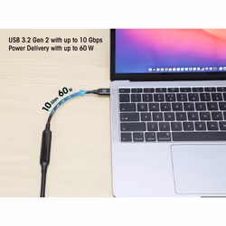 Manhattan USB-C to USB-C Cable, 5m, Active, Male to Male, Black, 10 Gbps (USB 3.2 Gen2 aka USB 3.1), 3A (fast charging), SuperSpeed+ USB, Lifetime Warranty, Polybag - Additional view 6