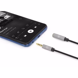 Manhattan Stereo Audio 3.5mm Extension Cable, 1m, Male/Female, Slim Design, Black/Silver, Premium with 24 karat gold plated contacts and pure oxygen-free copper (OFC) wire, Lifetime Warranty, Polybag - Additional view 5