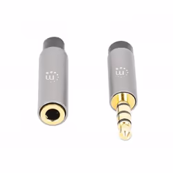 Manhattan Stereo Audio 3.5mm Extension Cable, 3m, Male/Female, Slim Design, Black/Silver, Premium with 24 karat gold plated contacts and pure oxygen-free copper (OFC) wire, Lifetime Warranty, Polybag - Additional view 4