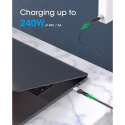 Manhattan USB-C to USB-C Cable (240W), 2m, Male to Male, Black, 480 Mbps (USB 2.0), Extended Power Range (EPR) charging up to 240W (Note additional USB-C 240W wall charger needed), Lifetime Warranty, Polybag - Additional view 6