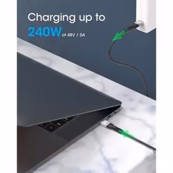 Manhattan USB-C to USB-C Cable (240W), 1m, Male to Male, Black, Thunderbolt 4, 40 Gbps (USB4 Gen 3x2), Extended Power Range (EPR) charging up to 240W (Note additional USB-C 240W wall charger needed), Backwards compatible to Thunderbolt 3, Lifetime Warranty, Polybag - Additional view 6