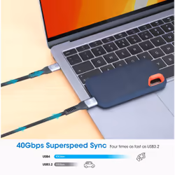 Manhattan USB-C Male to USB-C Male, 2 m (7 ft.), USB4 Gen 3x2, 8K@60Hz Single-Display / 4K@60Hz Dual-Display, Thunderbolt 4 Compatible, Power Delivery 3.1 Backward Compatible with 140/100/65 W, Black - Additional view 8