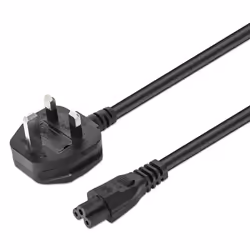 Manhattan Power Cord/Cable, UK 3-pin plug to C5 Female (cloverleaf/triangular), 1.8m, 16A, Lifetime Warranty, 1.8 m, C6 coupl ...