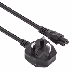 Manhattan Power Cord/Cable, UK 3-pin plug to C5 Female (cloverleaf/triangular), 1.8m, 16A, Lifetime Warranty