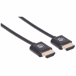 Manhattan HDMI Cable with Ethernet (Ultra Thin), 4K@60Hz (Premium High Speed), 3m, Male to Male, Black, Ultra HD 4k x 2k, Fully Shielded, Gold Plated Contacts, Lifetime Warranty, Polybag - Additional view 2