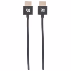 Manhattan HDMI Cable with Ethernet (Ultra Thin), 4K@60Hz (Premium High Speed), 3m, Male to Male, Black, Ultra HD 4k x 2k, Fully Shielded, Gold Plated Contacts, Lifetime Warranty, Polybag - Additional view 4
