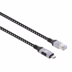 Manhattan USB-C to Gigabit (10/100/1000 Mbps) Network Ethernet RJ45 Cable, Length 2m, Multi-Gigabit Ethernet, Black/Silver, Three Year Warranty - Additional view 2