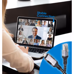 Manhattan USB-C to Gigabit (10/100/1000 Mbps) Network Ethernet RJ45 Cable, Length 2m, Multi-Gigabit Ethernet, Black/Silver, Three Year Warranty - Additional view 4
