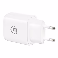 Manhattan Wall/Power Mobile Device Charger (Euro 2-pin), USB-C and USB-A ports, USB-C Output: 20W, USB-A Output: 18W, White, Phone/Tablet Charger, Three Year Warranty, Retail Box - Additional view 5