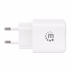 Manhattan Wall/Power Mobile Device Charger (Euro 2-pin), USB-C and USB-A ports, USB-C Output: 20W, USB-A Output: 18W, White, Phone/Tablet Charger, Three Year Warranty, Retail Box - Additional view 6