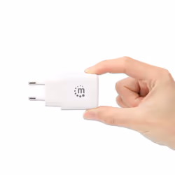 Manhattan Wall/Power Mobile Device Charger (Euro 2-pin), USB-C and USB-A ports, USB-C Output: 20W, USB-A Output: 18W, White, Phone/Tablet Charger, Three Year Warranty, Retail Box - Additional view 8