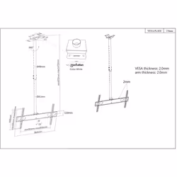 Manhattan TV & Monitor Mount, Ceiling, 1 screen, Screen Sizes: 37-75", Height: 105-156 cm, Black, VESA 200x200 to 800x400mm, Max 50kg, LFD, Lifetime Warranty - Additional view 5
