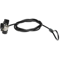 Manhattan Mobile Security Laptop Lock, Key Lock, 1.8m, Compatible with Kensington style locks, Strong Steel Cable (5mm thick), Diecast Zinc Alloy Lock, All Metal Construction Resist Tampering, Two Keys Included, Black PVC Jacket, Lifetime Warranty, Blister