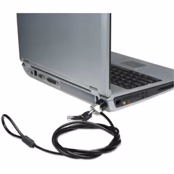Manhattan Mobile Security Laptop Lock, Key Lock, 1.8m, Compatible with Kensington style locks, Strong Steel Cable (5mm thick), Diecast Zinc Alloy Lock, All Metal Construction Resist Tampering, Two Keys Included, Black PVC Jacket, Lifetime Warranty, Blister