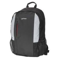 Manhattan York Backpack 16" Black/Grey, Padded Laptop Compartment, Large Front Pocket, Carry Handle, Two External Water Bottle Pockets