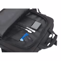 Manhattan Helsinki Eco Friendly Laptop Bag 14.1", Top Loader, Black, Padded Notebook Compartment, Front and Multiple Interior Pockets, Padded Handle, Trolley Strap, Recycled Materials, Black, Shoulder Strap (removable), Notebook Case, Three Year Warranty - Additional view 4