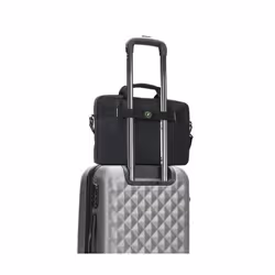 Manhattan Helsinki Eco Friendly Laptop Bag 14.1", Top Loader, Black, Padded Notebook Compartment, Front and Multiple Interior Pockets, Padded Handle, Trolley Strap, Recycled Materials, Black, Shoulder Strap (removable), Notebook Case, Three Year Warranty - Additional view 5