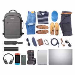 Manhattan Rome Notebook Travel Backpack 17.3", Two Sleeves for Most Laptops Up To 17.3" and Tablets Up To 11", Aircraft-friendly Carry-on, 40L Capacity, Multiple Accessory Pockets, Three Soft Clamshell Cases, Two Handles, Stowable Shoulder Straps, Light Grey - Additional view 4