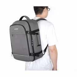 Manhattan Rome Notebook Travel Backpack 17.3", Two Sleeves for Most Laptops Up To 17.3" and Tablets Up To 11", Aircraft-friendly Carry-on, 40L Capacity, Multiple Accessory Pockets, Three Soft Clamshell Cases, Two Handles, Stowable Shoulder Straps, Light Grey - Additional view 5