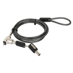 Manhattan Laptop Lock (Nano) with two keys, Compatible with Nano style locks, 1.5m cable, Anti theft, Strong steel cable - metal with clear PVC jacket, Notebook, Lifetime Warranty