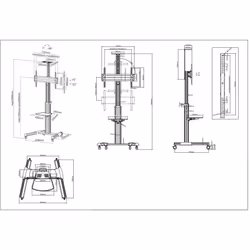 Manhattan TV & Monitor Mount, Trolley Stand, 1 screen, Screen Sizes: 37-65", Silver, VESA 200x200 to 600x400mm, Max 50kg, LFD, Lifetime Warranty - Additional view 5