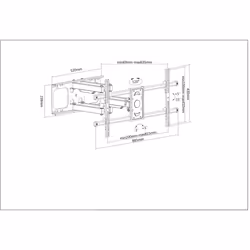 Manhattan TV & Monitor Mount, Wall, Full Motion, 1 screen, Screen Sizes: 37-75", Black, VESA 200x200 to 800x400mm, Max 75kg, LFD, Tilt & Swivel with 3 Pivots, Lifetime Warranty - Additional view 5