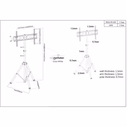 Manhattan TV & Monitor Mount, Tripod Floor Stand, 1 screen, Screen Sizes: 37-65", Black, VESA 200x200 to 600x400mm, Max 35kg, LFD, Lifetime Warranty - Additional view 6