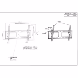 Manhattan TV & Monitor Mount, Wall, Tilt, 1 screen, Screen Sizes: 37-65", Black, VESA 200x200 to 600x400mm, Max 80kg, LFD, Lifetime Warranty - Additional view 5