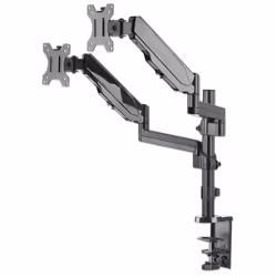 Manhattan TV & Monitor Mount, Desk, Full Motion (Gas Spring), 2 screens, Screen Sizes: 10-27", Black, Clamp or Grommet Assembly, Dual Screen, VESA 75x75 to 100x100mm, Max 8kg (each), Lifetime Warranty - Additional view 4