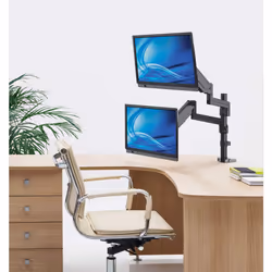 Manhattan TV & Monitor Mount, Desk, Full Motion (Gas Spring), 2 screens, Screen Sizes: 10-27", Black, Clamp or Grommet Assembly, Dual Screen, VESA 75x75 to 100x100mm, Max 8kg (each), Lifetime Warranty - Additional view 6