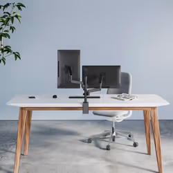Manhattan TV & Monitor Mount, Desk, Full Motion (Gas Spring), 2 screens, Screen Sizes: 10-27", Black, Clamp or Grommet Assembly, Dual Screen, VESA 75x75 to 100x100mm, Max 8kg (each), Lifetime Warranty - Additional view 8