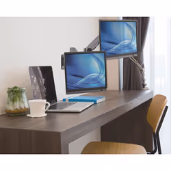 Manhattan TV & Monitor Mount, Wall, Full Motion (Gas Spring), 2 screens, Screen Sizes: 17-32", Black, Dual Screen, VESA 75x75 to 100x100mm, Max 8kg (each), Tilt & Swivel with 3 Pivots, Lifetime Warranty - Additional view 7