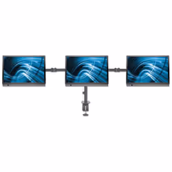 Manhattan TV & Monitor Mount, Desk, Double-Link Arms, 3 screens, Screen Sizes: 10-27", Black, Clamp Assembly, Triple Screen, VESA 75x75 to 100x100mm, Max 7kg (each), Lifetime Warranty - Additional view 5