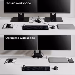 Manhattan TV & Monitor Mount with built-in Dock/Hub, Desk, Full Motion (Gas Spring), 2 screens (to 27"), Ports (x7): Ethernet, HDMI (x2), USB-A (x3) and USB-C, Power Delivery (100W) to USB-C Port (Separate USB-C wall charger/cable needed),Dual Screen,VESA 100x100mm - Additional view 5