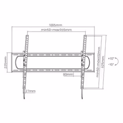 Manhattan TV & Monitor Mount, Wall, Tilt, 1 screen, Screen Sizes: 60-120", Black, VESA 50x50 to 900x600mm, Max 120kg, LFD, Lifetime Warranty - Additional view 4