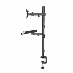 Manhattan TV & Monitor & Laptop Combo Mount, Desk, Full Motion, 1 screen, Screen Sizes: 10-27", Laptop up to 17", Black, Clamp Assembly, VESA 75x75 to 100x100mm, Max 8kg, Lifetime Warranty - Additional view 5