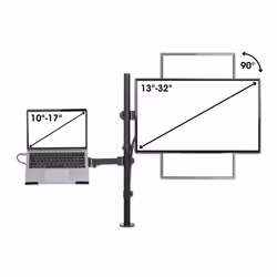 Manhattan TV & Monitor & Laptop Combo Mount, Desk, Full Motion, 1 screen, Screen Sizes: 10-27", Laptop up to 17", Black, Clamp Assembly, VESA 75x75 to 100x100mm, Max 8kg, Lifetime Warranty - Additional view 6
