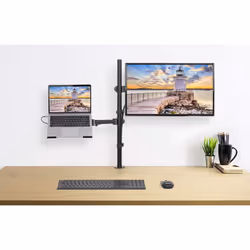 Manhattan TV & Monitor & Laptop Combo Mount, Desk, Full Motion, 1 screen, Screen Sizes: 10-27", Laptop up to 17", Black, Clamp Assembly, VESA 75x75 to 100x100mm, Max 8kg, Lifetime Warranty - Additional view 8