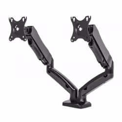Manhattan TV & Monitor Mount, Desk, Full Motion (Gas Spring), 2 screens, Screen Sizes: 10-27", Black, C-Clamp or Grommet Asse ...