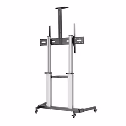 Manhattan TV & Monitor Mount, Trolley Stand, Screen Sizes: 60-100", Silver/Black, VESA 200x200 to 1000x600mm, Max 80kg, Height adjustable 1200 to 1600mm, Camera/AV shelves, LFD - Additional view 4