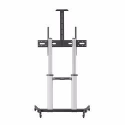 Manhattan TV & Monitor Mount, Trolley Stand, Screen Sizes: 60-100", Silver/Black, VESA 200x200 to 1000x600mm, Max 80kg, Height adjustable 1200 to 1600mm, Camera/AV shelves, LFD - Additional view 6