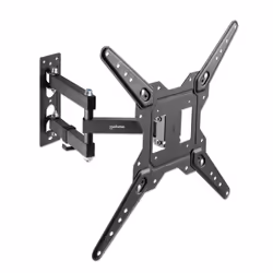 Manhattan Wall Mount for TV & Monitors (Full Motion), For Screens 32" to 55", VESA compatability: between 100x100mm and 400x400mm, Max 30kg, Check the screen's dimensions of the four mounting holes on back to ensure it fits, Black, Backed by Lifetime Warranty