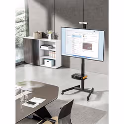 Manhattan Trolley Mount Stand for TV & Monitors (crank handle height adjust), For screens: 37" to 65", VESA compatability: all between 200x200 to 600x400mm -check the dimensions of the four mounting holes on back of screen to ensure it fits, Max 70kg,1120 to 1570mm - Additional view 2