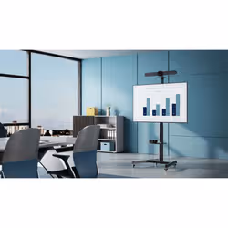 Manhattan Trolley Mount Stand for TV & Monitors (crank handle height adjust), For screens: 37" to 65", VESA compatability: all between 200x200 to 600x400mm -check the dimensions of the four mounting holes on back of screen to ensure it fits, Max 70kg,1120 to 1570mm - Additional view 3