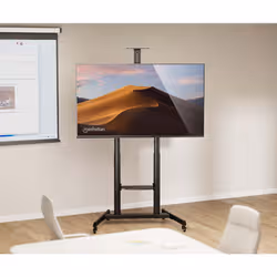Manhattan Trolley Mount Stand for TV & Monitors (crank handle height adjust), For screens: 37" to 120",VESA compatability:all between 200x200 to 1000x600mm -check the dimensions of the four mounting holes on back of screen to ensure it fits,Max 120kg,1180 to 1630mm - Additional view 2