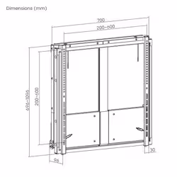 Manhattan Wall Mount for TV & Monitors (Tool Free Height Adjust), For screens 55" to 75", VESA compatibility: all between 200x200mm to 600x600mm - check the dimensions of the four mounting holes on back of screen to ensure it fits, Max 65kg, Black, Bracket - Additional view 6