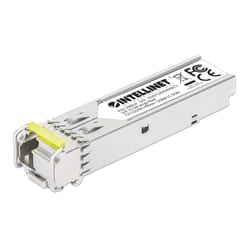 Intellinet Gigabit Fiber WDM Bi-Directional SFP Optical Transceiver Module 1000Base-BX-D (LC) Single-Mode Port, 120 km (75 mi.), BiDi WDM (RX1490/TX1550), MSA-compliant for Maximum Compatibility, Silver