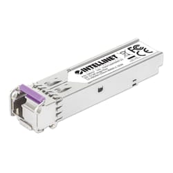 Intellinet Gigabit Fiber WDM Bi-Directional SFP Optical Transceiver Module 1000Base-BX-U (LC) Single-Mode Port, 80 km (50 mi.), BiDi WDM (RX1550/TX1490), MSA-compliant for Maximum Compatibility, Silver