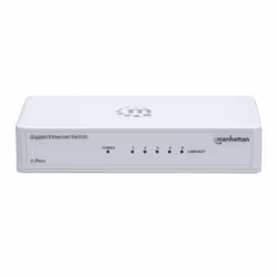 Manhattan 5-Port Gigabit Ethernet Switch, Desktop Size, Plastic, IEEE 802.3az (Energy Efficient Ethernet), Three Year Warranty, Box