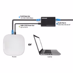 Intellinet PoE Splitter with USB-C Output, PoE++ / 4PPoE, Gigabit Ultra, IEEE 802.3bt, RJ45 In and Out Ports, Up to 45 W USB-C Output Port - Additional view 6
